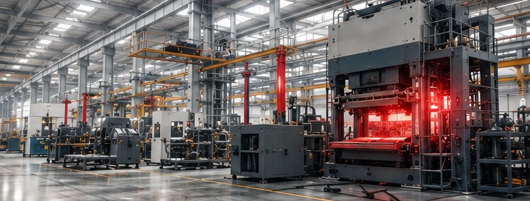 Machinery inside an industrial production facility